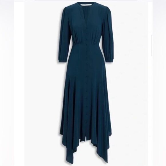Veronica Beard Roksanda Petrol Blue Button-Front Silk-Blend Dress 2 NWT $650 - Picture 8 of 8